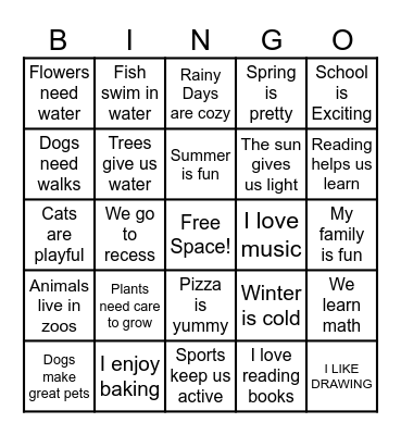 Central Idea Bingo Card