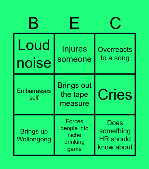 Bec Bingo Card