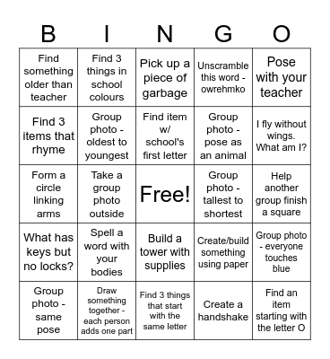 Bingo Scavenger Hunt!! Bingo Card