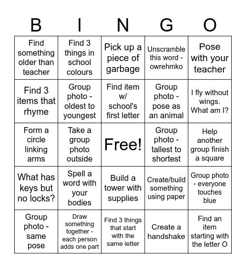 Bingo Scavenger Hunt!! Bingo Card