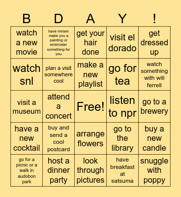 Birthday Bingo! Bingo Card