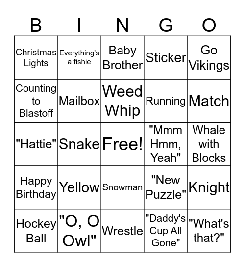 Watson is 2! Bingo Card