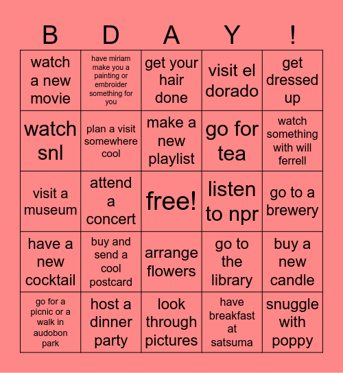 Birthday Bingo! Bingo Card