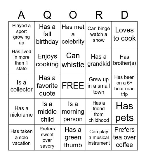 Virtual BINGO Card