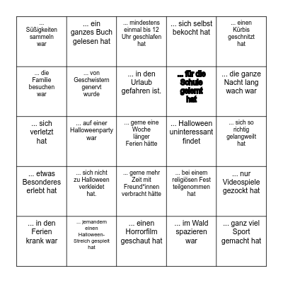 Halloweenbingo! Finde eine Person, die.... Bingo Card