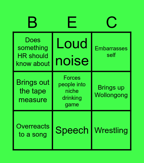 Bec Bingo Card