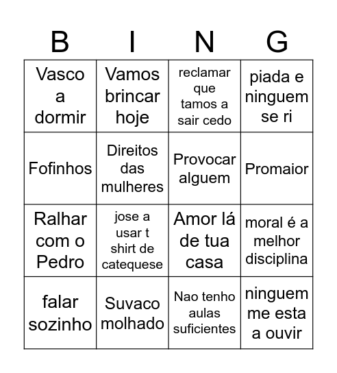 aulas Bingo Card