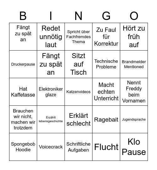 Jany Bingo Card