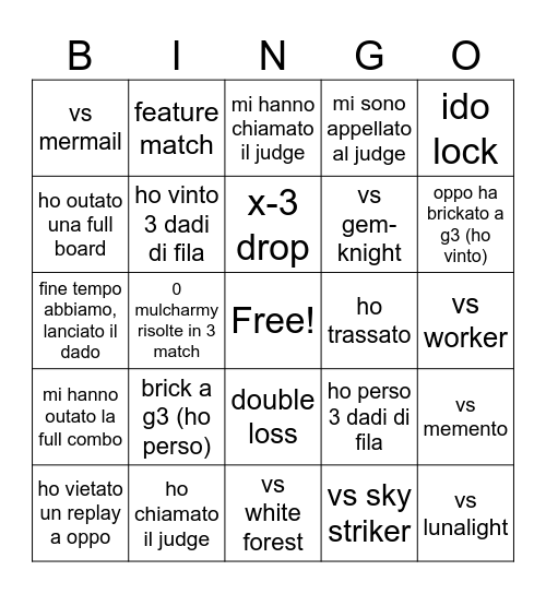 YCS 2025 BOLOGNA - GAY EDITION Bingo Card