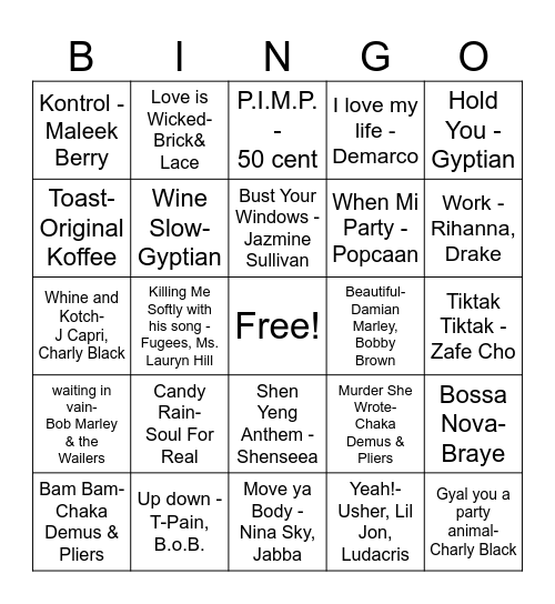 Roots & Rise R&B Bingo ronde 2 Bingo Card
