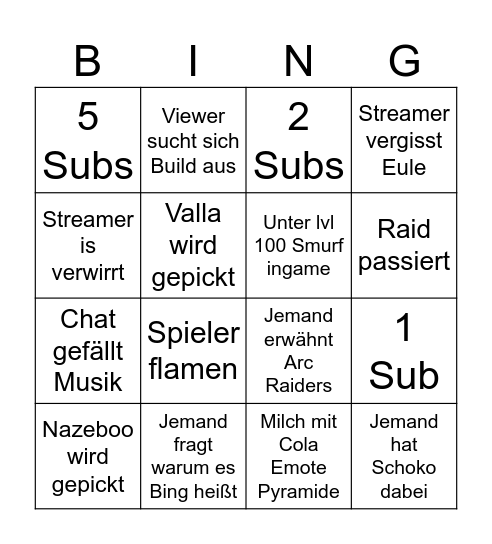 BING Bingo Card