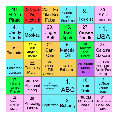 Taiko no Tatsujin Bingo Card