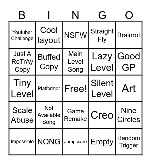 Recent Tab Bingo Card