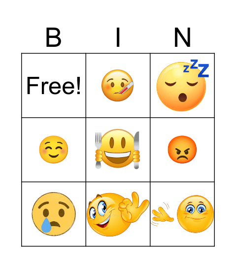Emotions Bingo Card