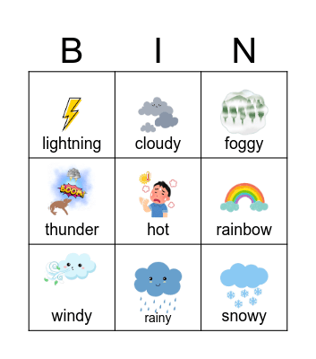 Weather Bingo Card