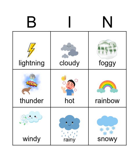 Weather Bingo Card