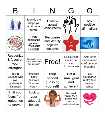 self-esteem Bingo Card