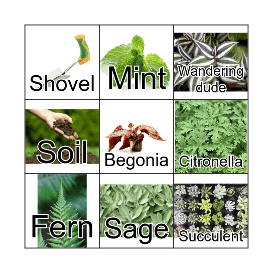 Greenhouse Bingo Card