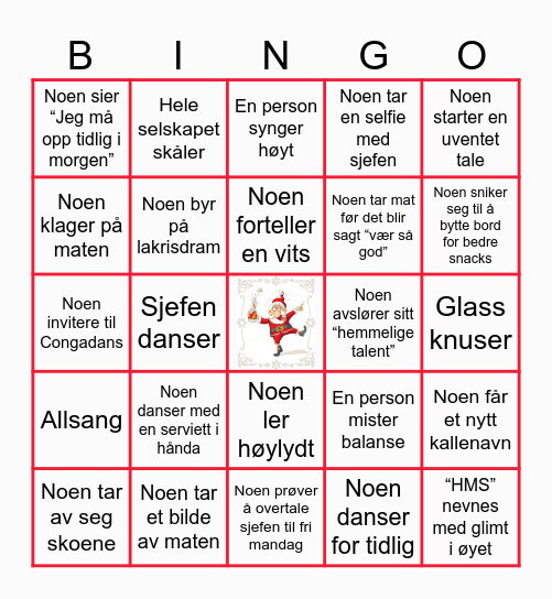 Julebord 2025 Bingo Card