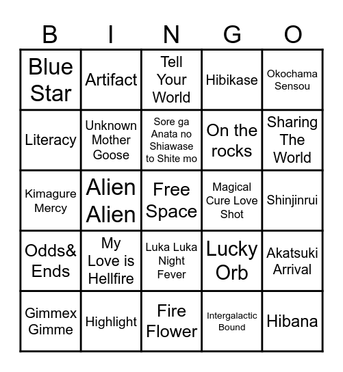 Miku Expo 2025 Bingo Card