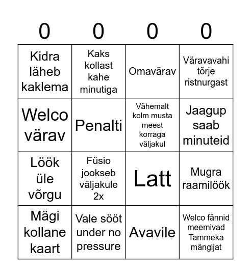 Tammeka vs Welco Bingo Card