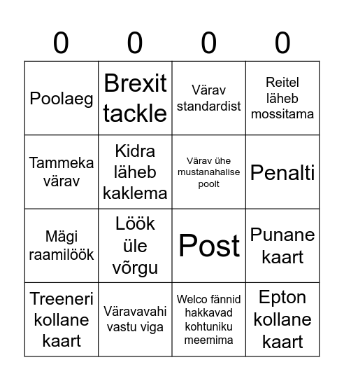 Tammeka vs Welco Bingo Card
