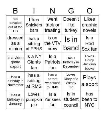 Getting to Know You Bingo! Bingo Card