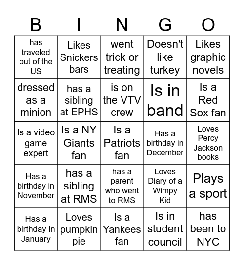 Getting to Know You Bingo! Bingo Card