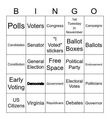 Election Day Bingo Card