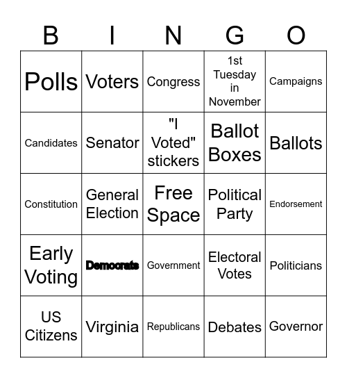 Election Day Bingo Card