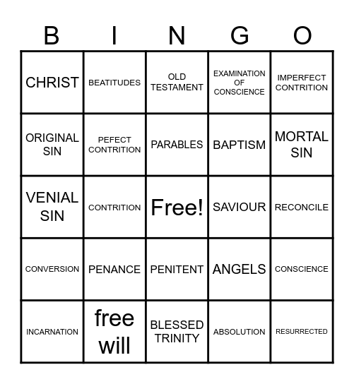 RECONCILIATION BINGO Card