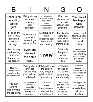 True or False Greif Bingo Card