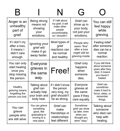 True or False Greif Bingo Card