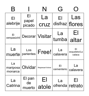 El Día de Muertos Bingo Card