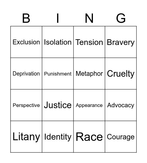Keyword Bingo Card
