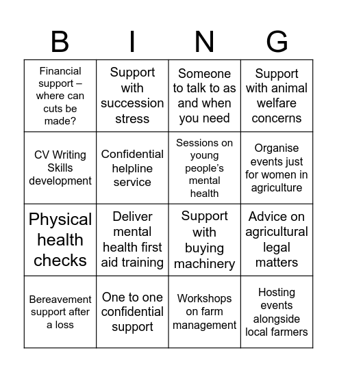 LRSN Services Bingo Card