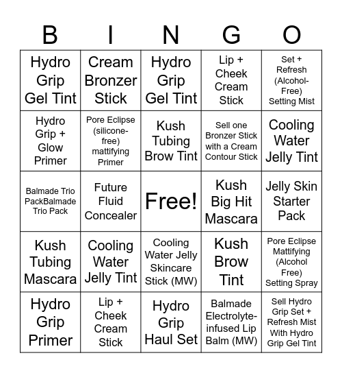 Milk Makeup x BINGO Baddies Bingo Card