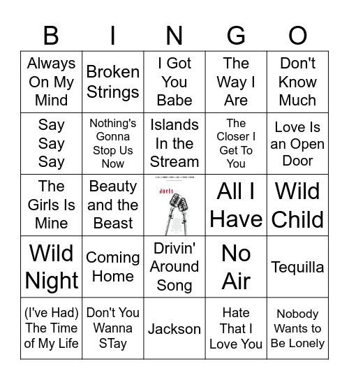 Duets Music Bingo Card