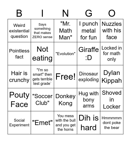 Yonatan Bingo Card