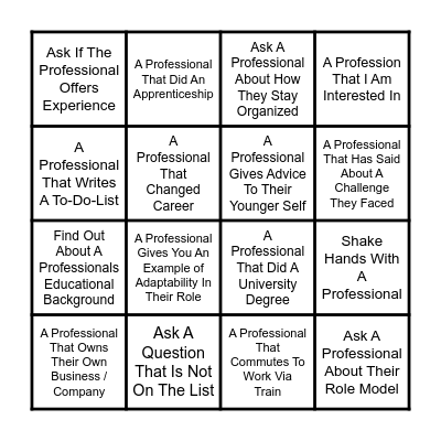 St Philomena's Speed Careers Bingo! Bingo Card
