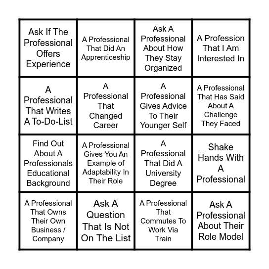 St Philomena's Speed Careers Bingo! Bingo Card