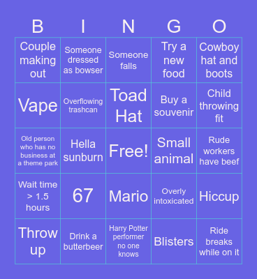 Universal bingo (Epic day!!!) Bingo Card