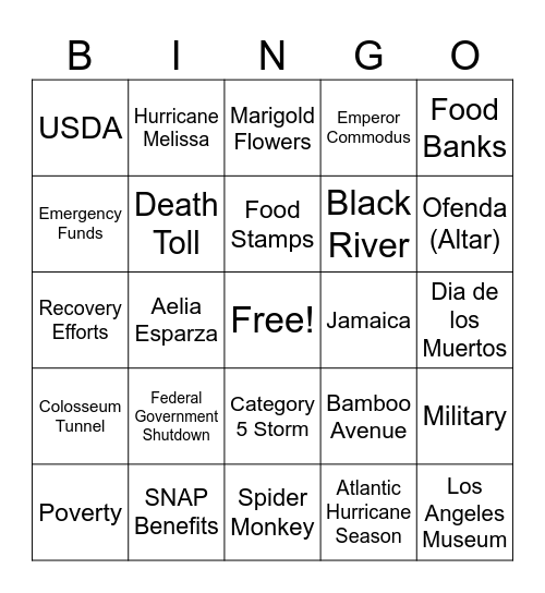 CNN 10 11/3/2025 Bingo Card