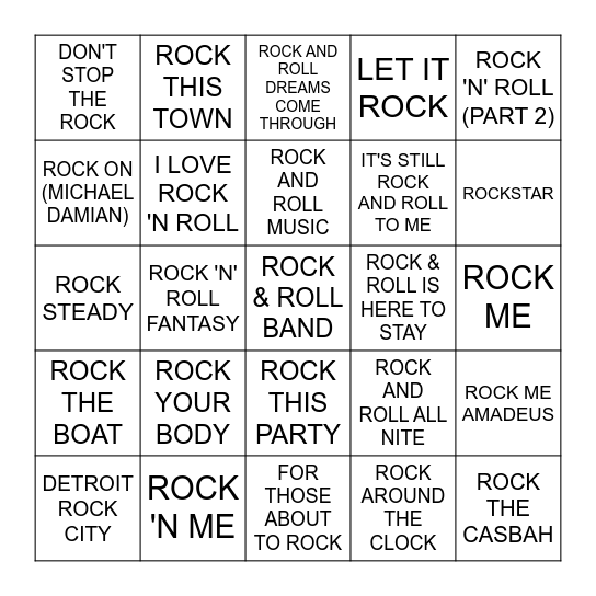 LET'S GET ROCKED Bingo Card