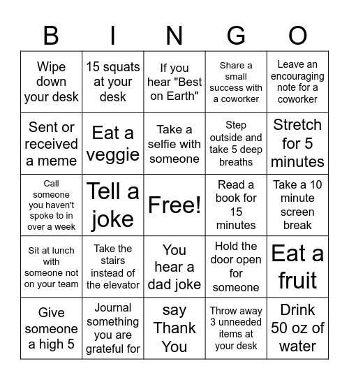 HYPE WEEK Bingo Card