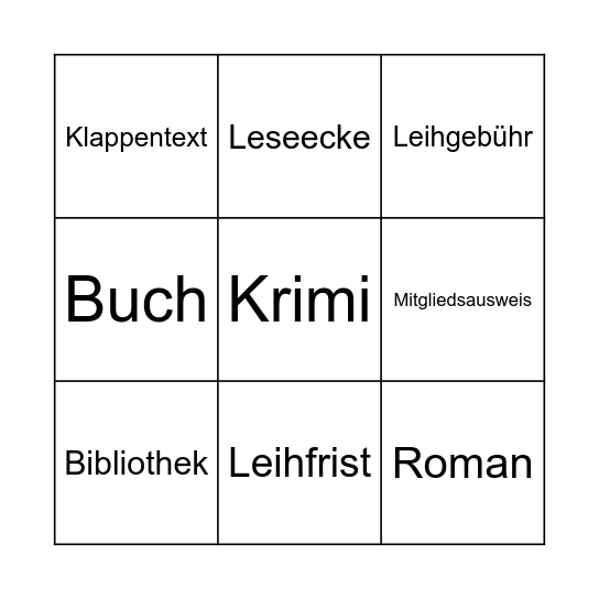 In der Bibliothek Bingo Card
