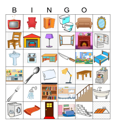 House and Furniture Bingo Card