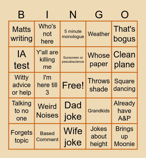 Wingo Bingo Card