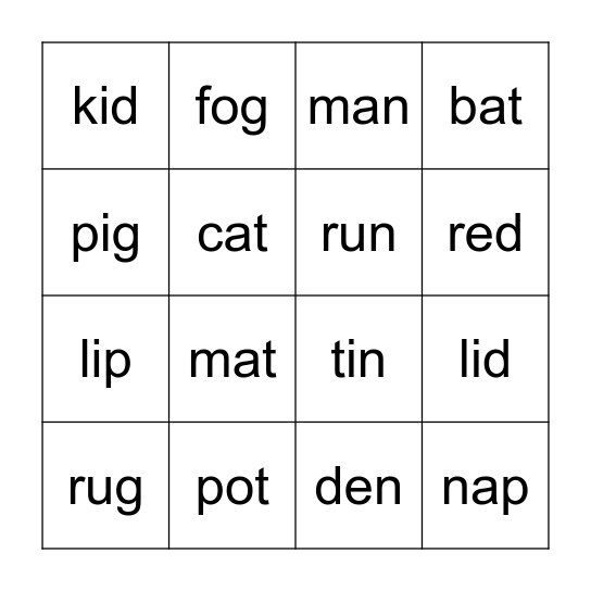 Bingo Phonics 1-3 Bingo Card