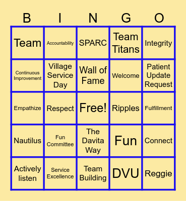 WEEK OF BELONGING Bingo Card